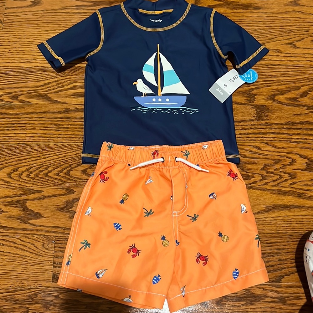 NWT boys 2 piece swim 24 months UPF50